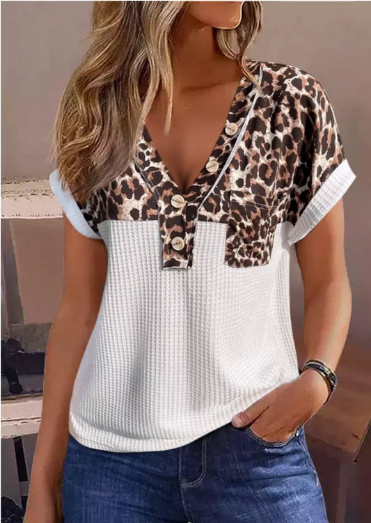 Leopard T-Shirt Waffle Top