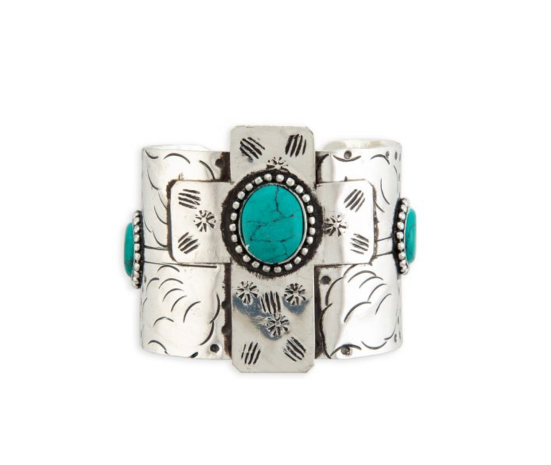 Southwest Cross Accented Cuff Bracelet