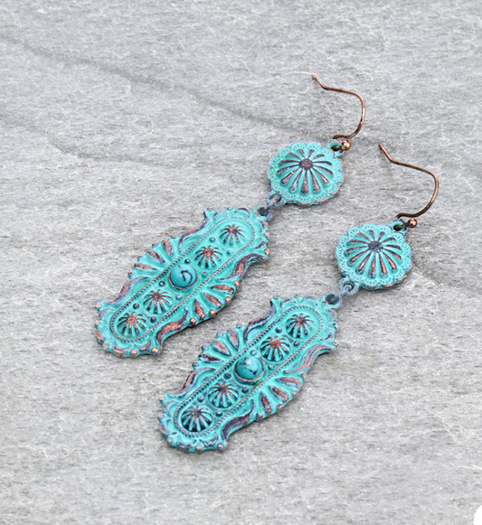 2.75″ Western Concho with Stone Dangle Earrings