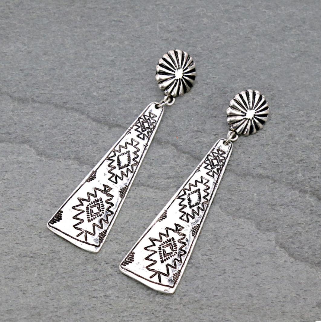 Western Aztec Design Stud Earrings