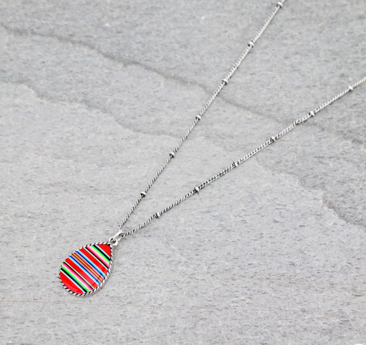 Serape Pattern Teardrop Necklace