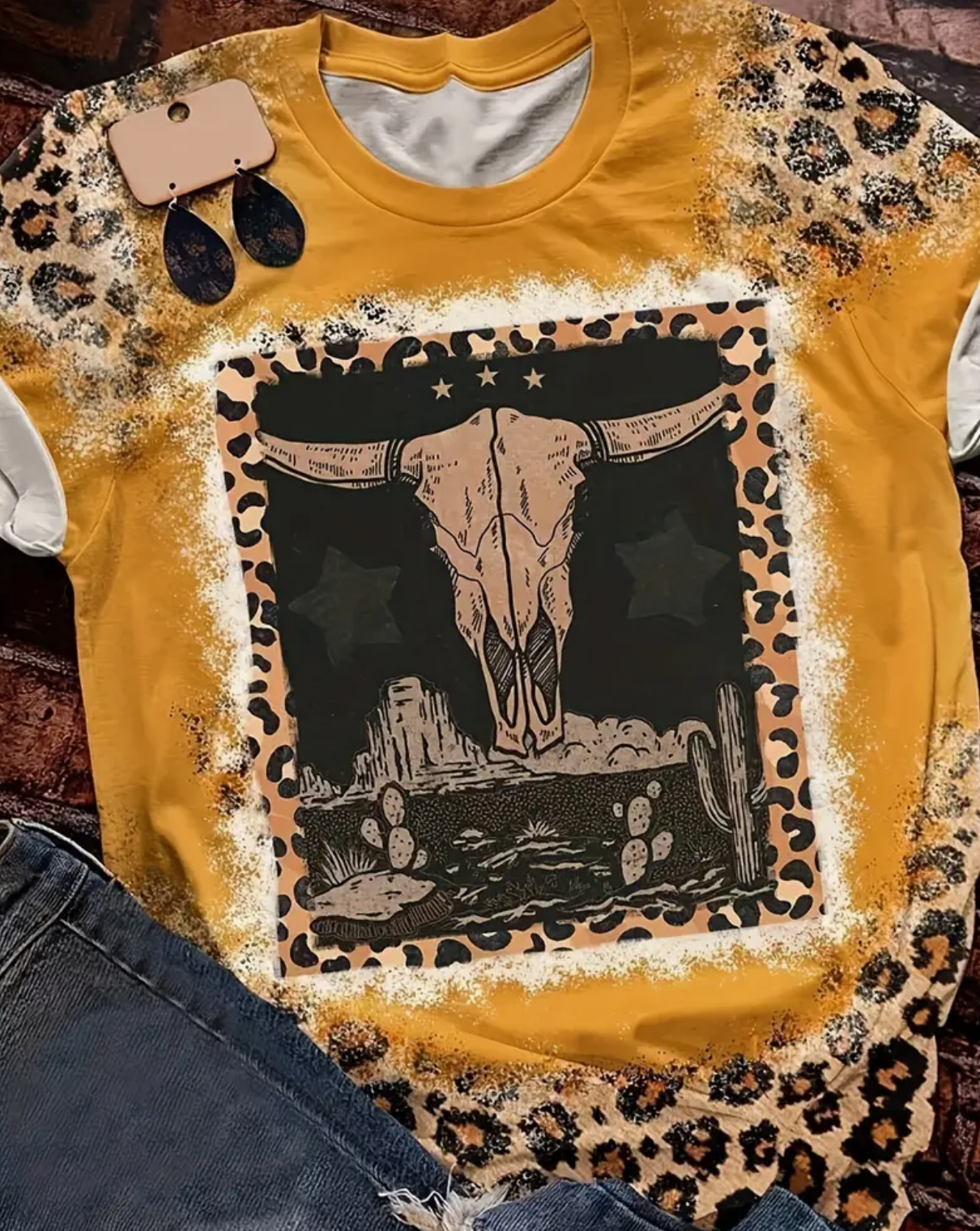 Cow Skull & Leopard T-Shirt