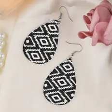 Black and White Aztec Earrings