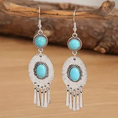 Turquoise Wind Chime Dangle Earrings