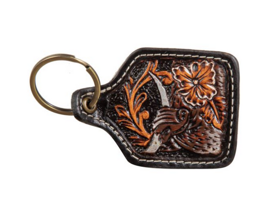 Blazing Blooms Hand-tooled Key Fob