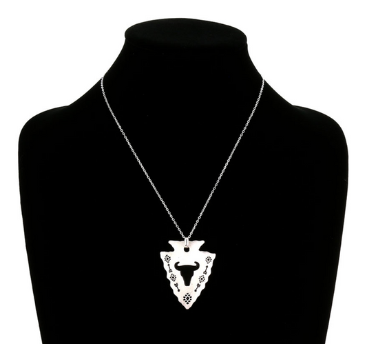 Western Steer Skull Arrowhead Necklace