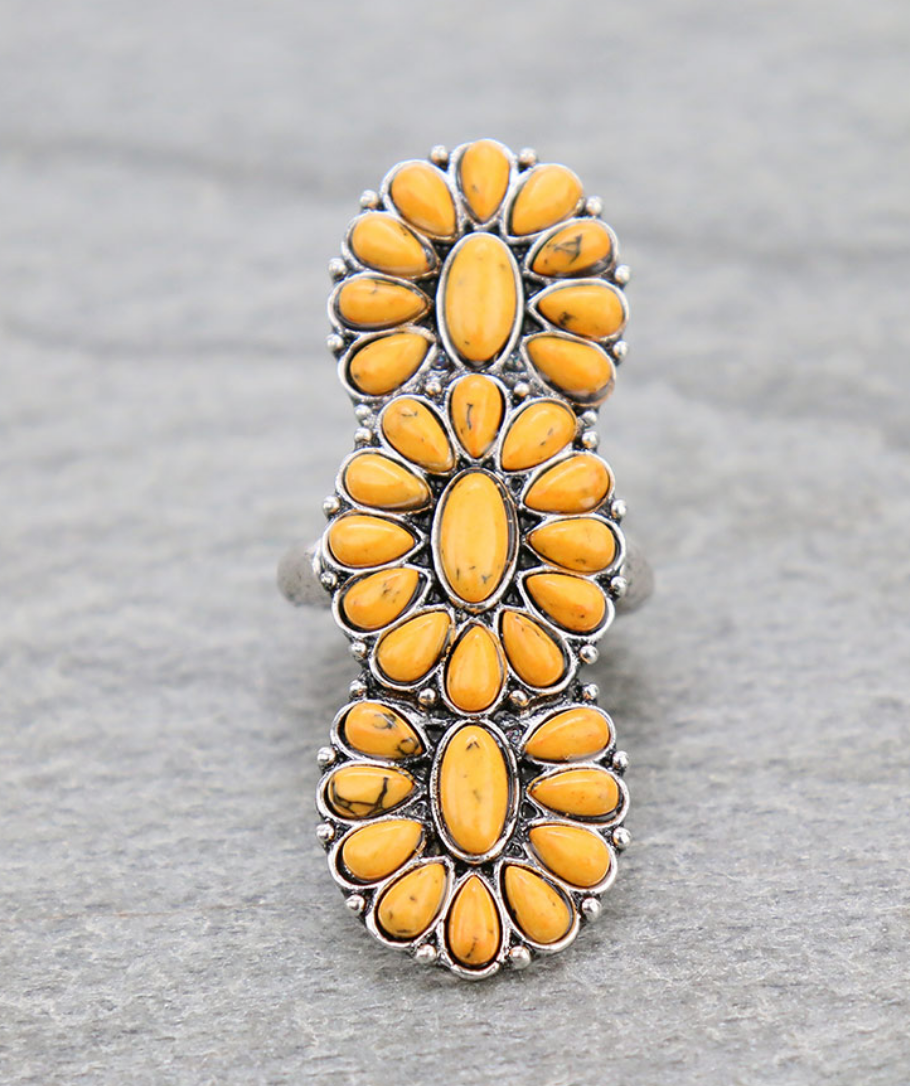 Western Concho Stone Stretch Ring