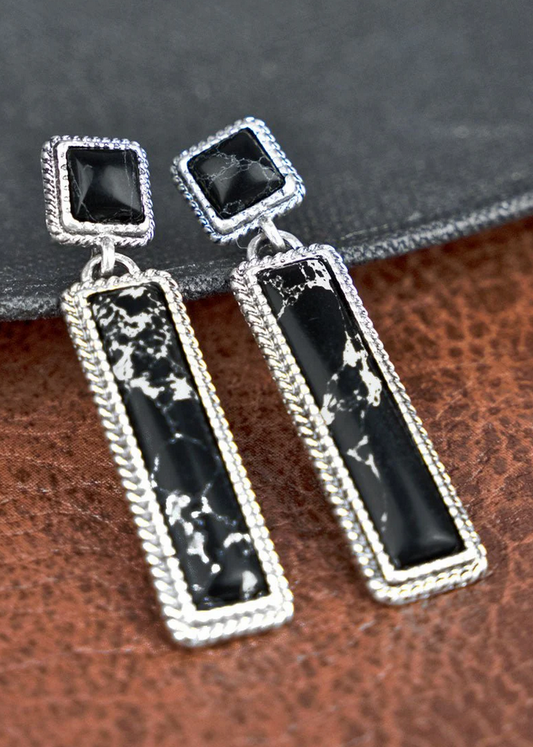 Black Marbled Padgett Falls Earrings