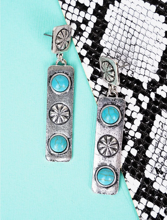 Ridgecrest Silvertone and Turquoise Earrings