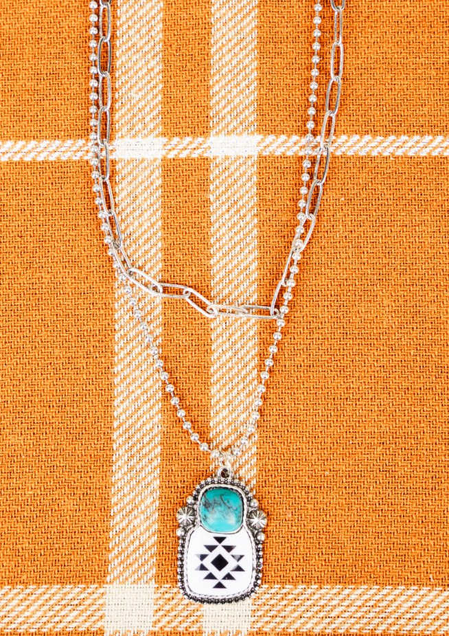 Jolene Turquoise Silvertone Layered Necklace