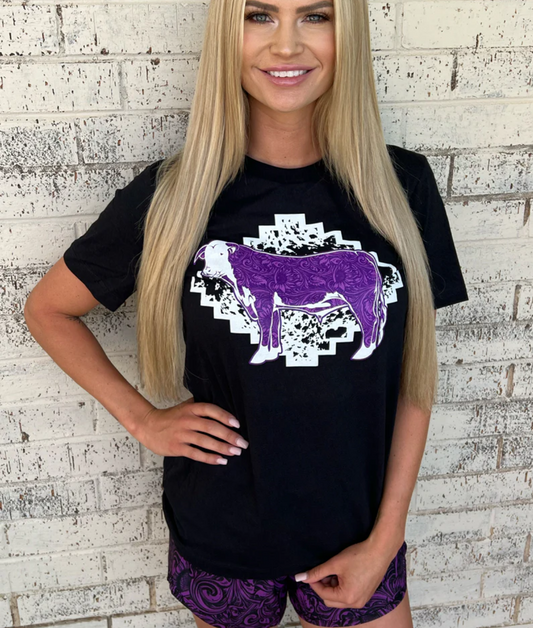 Purple Tooled Hereford Tshirt