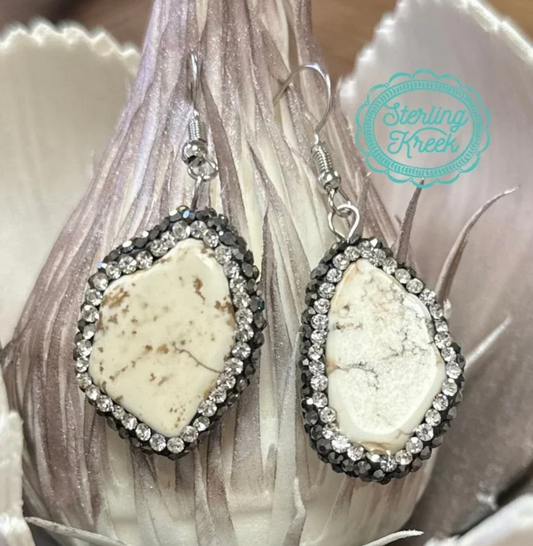 Round Rock Earrings White