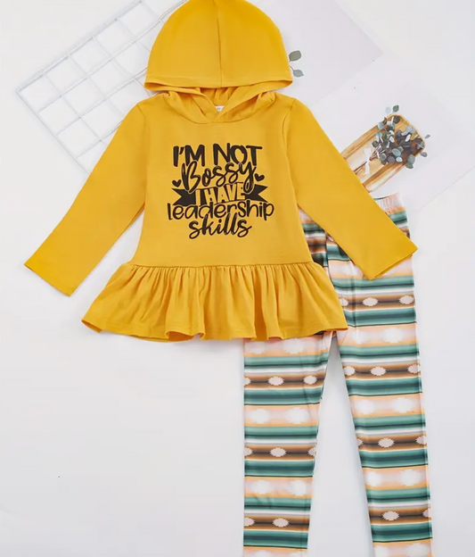 I'm Not Bossy I Have Leadership Skills Mustard Hoodie Set