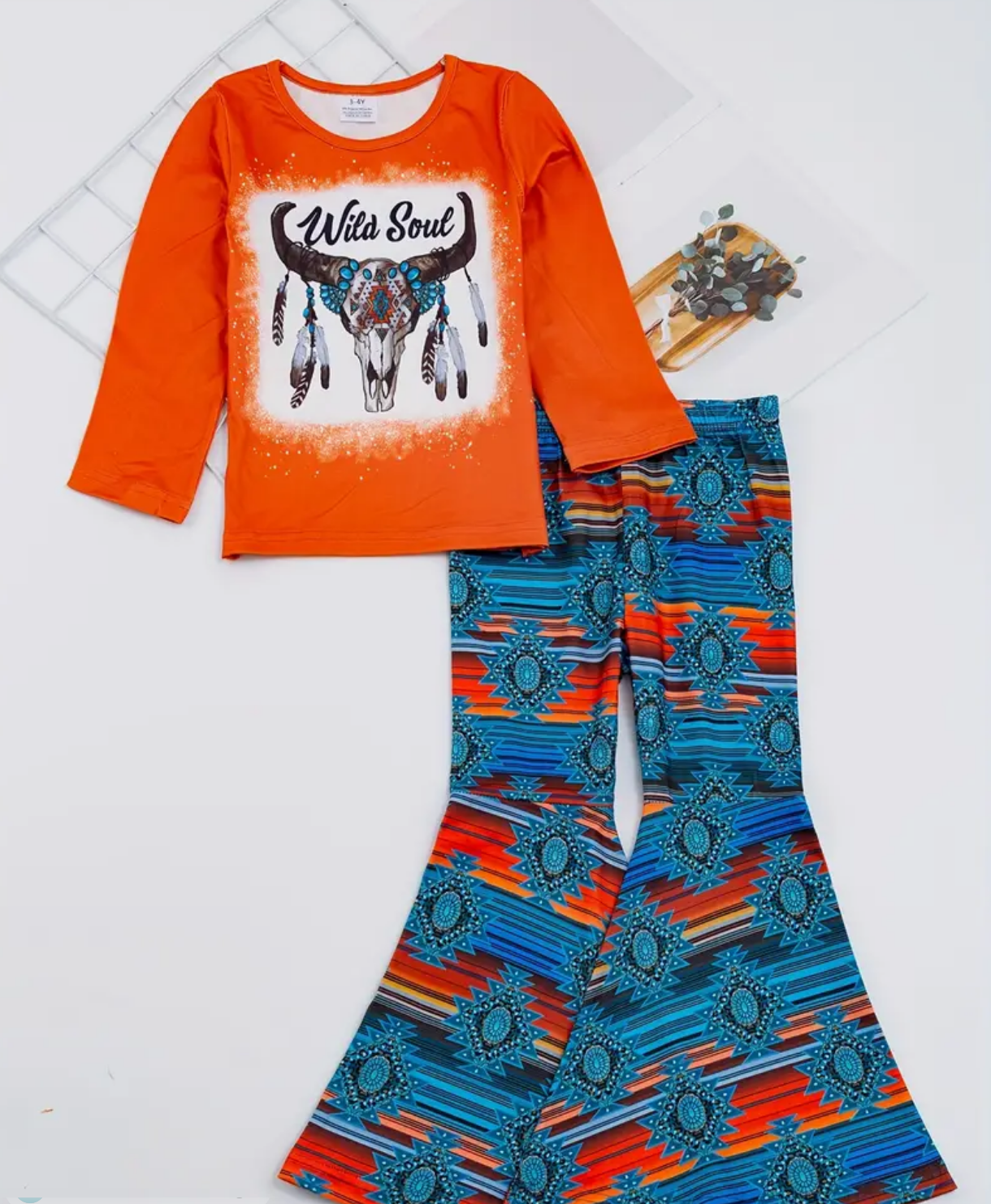Orange and Turquoise Wild Soul Long Sleeve Outfit