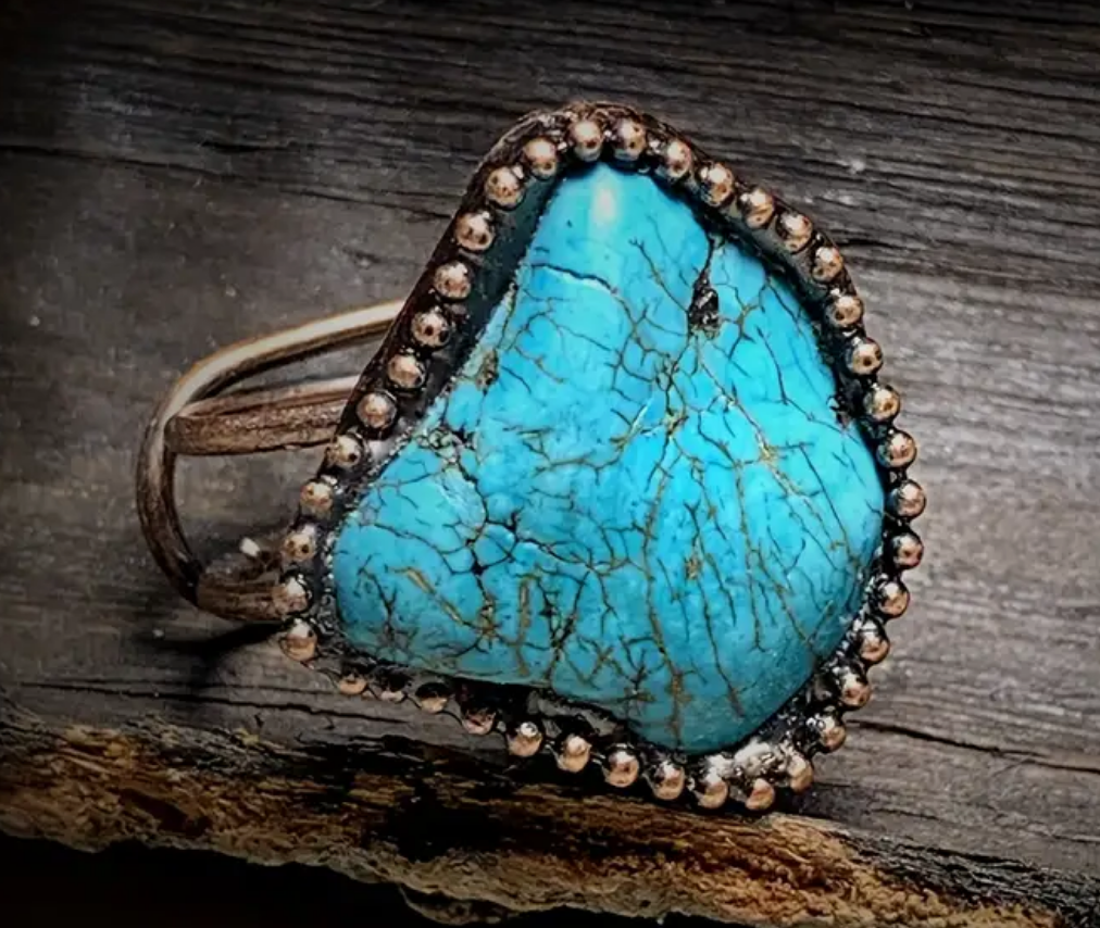 Copper & Turquoise Inlaid Ring