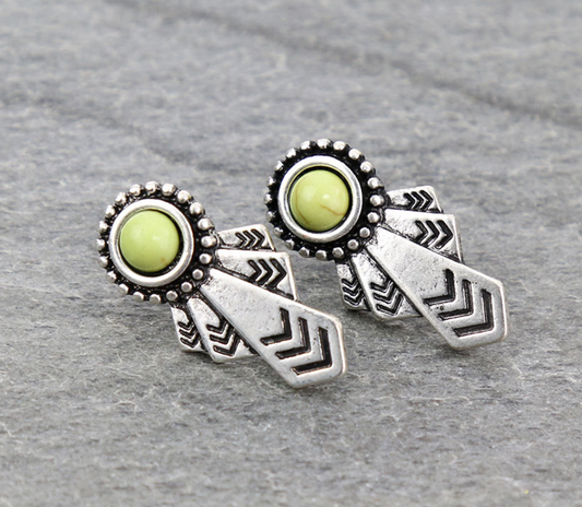 Western Aztec Stone Stud Earrings