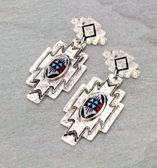 Medium Navajo Style Western Design Post Earrings