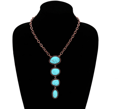 Western Stone Drop Pendant Necklace