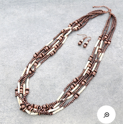 Navajo Style Pearl and Bead Multi-Strand Necklace Set