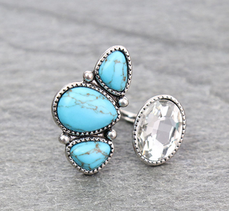 Western Design TQ/CR Stone Cuff Ring