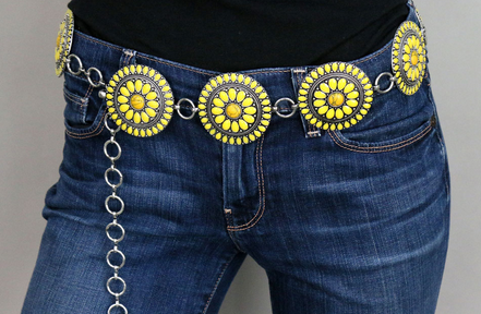 Western Epoxy Concho Stone Belt