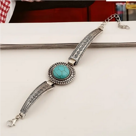 Turquoise Bangle Bracelet with Clamp