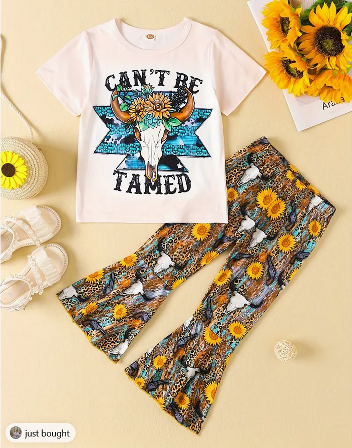 Cant Be Tamed Tan Sunflower and Steer Head Outfit