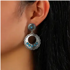 Round Turquoise Stone Chip Earrings