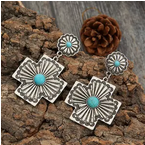 Aztec Cross Turquoise Earrings