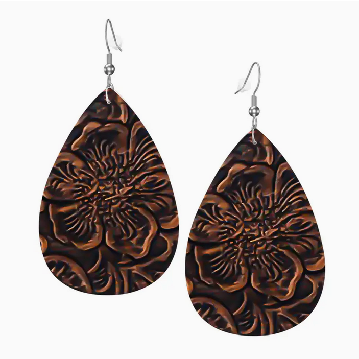 Tooled Flower Earrings