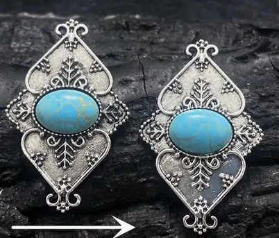 Unique Diamond Shaped Turquoise Stud Earrings