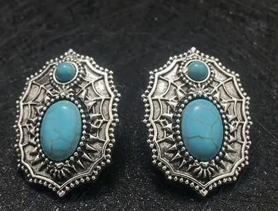 Spider Web Turquoise Earrings
