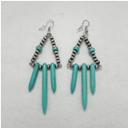 Triangle Turquoise Feather Dangle Earrings