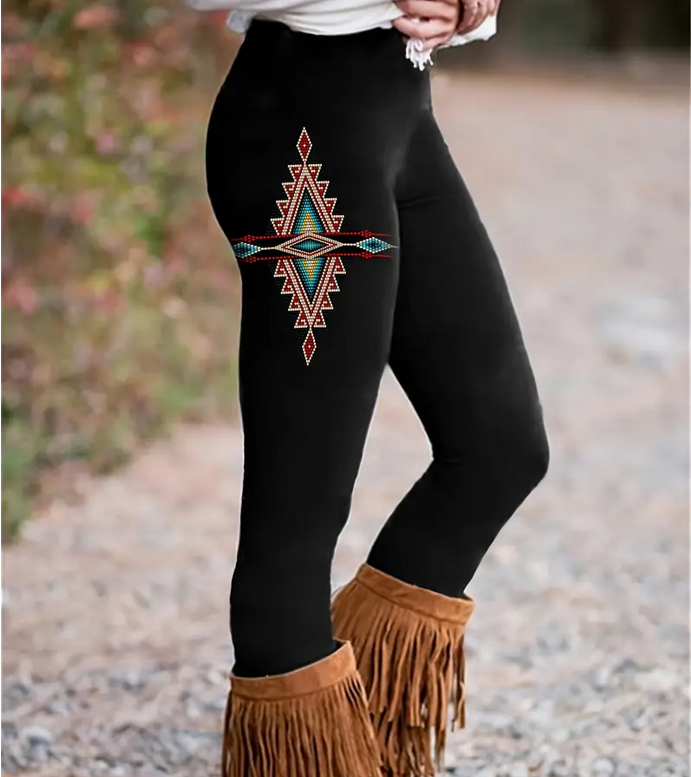 Black Aztec Print Leggings