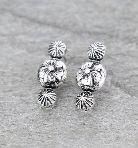1″ Flower with Concho Casting Stud Earrings