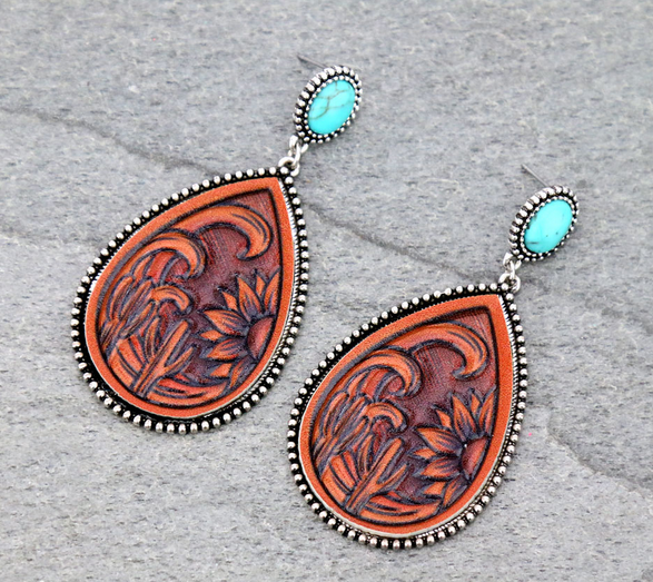 Teardrop Leather Stud Earrings