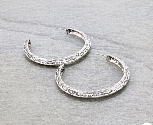 Western Texture Hoop Earrings