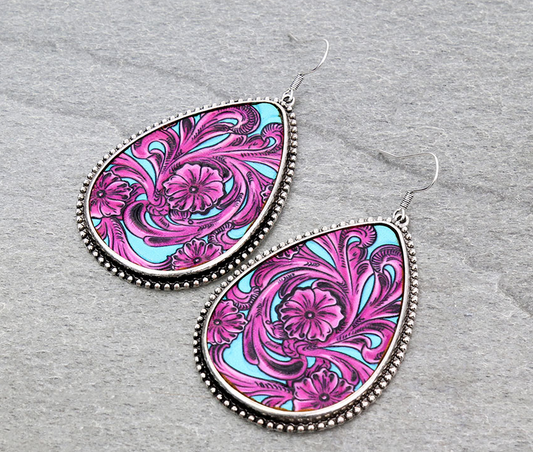 Flower Leather Dangle Earrings