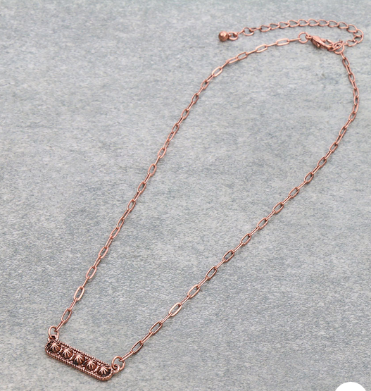 Western Concho Bar Chain Necklace