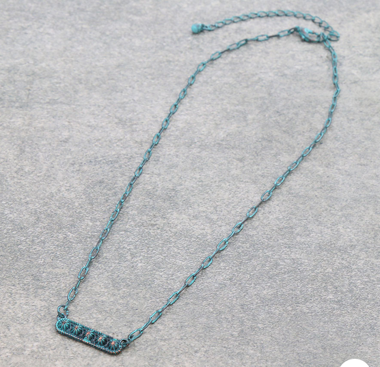 Western Concho Bar Chain Necklace