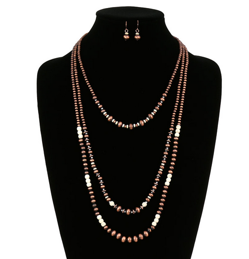 Multi Layered Navajo Style Pearl Necklace Set