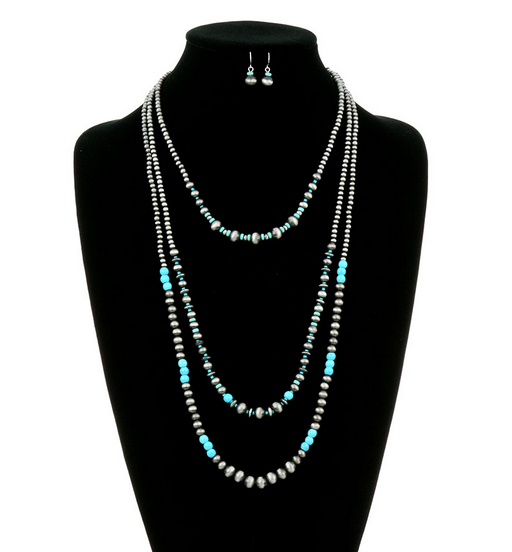 Multi Layered Navajo Style Pearl Necklace Set