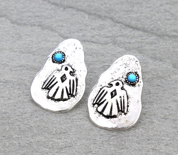 Western Thunderbird Stone Stud Earrings