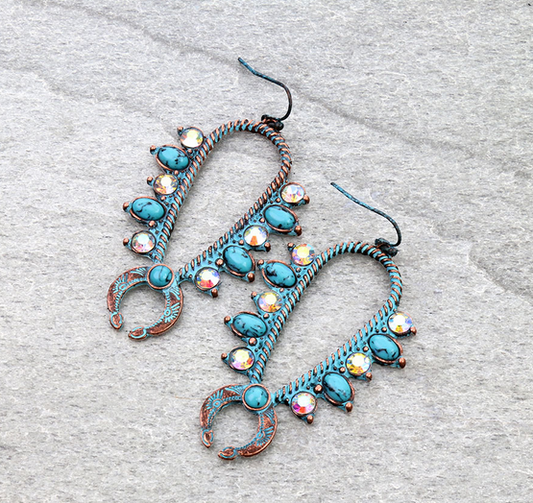 Western Squash Blossom Dangle Earrings