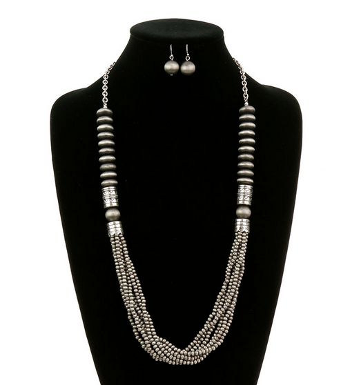 Navajo Style Pearl 7 Strands Necklace Set