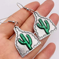 Silver Cactus Cattle Tag Earrings