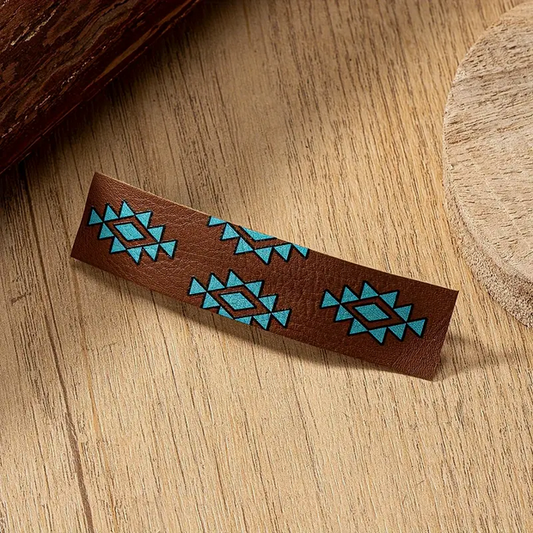 Turquoise and Brown Hair Barrette