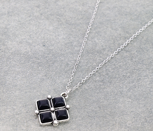 Western Square Stone Pendant Necklace