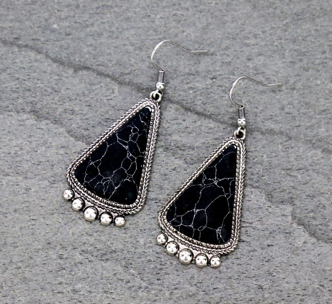 Western Triangle Shape Stone Dangle Earrings