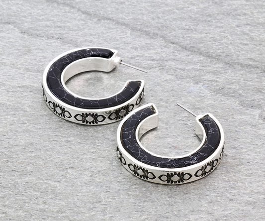 Western Texture Hoop Earrings